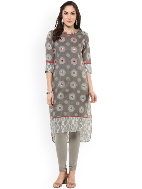 

Jaipur Kurti Women Grey Printed Straight Kurta