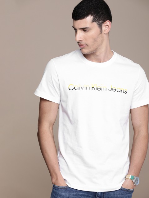 

Calvin Klein Jeans Men White Brand Logo Organic Cotton T-shirt