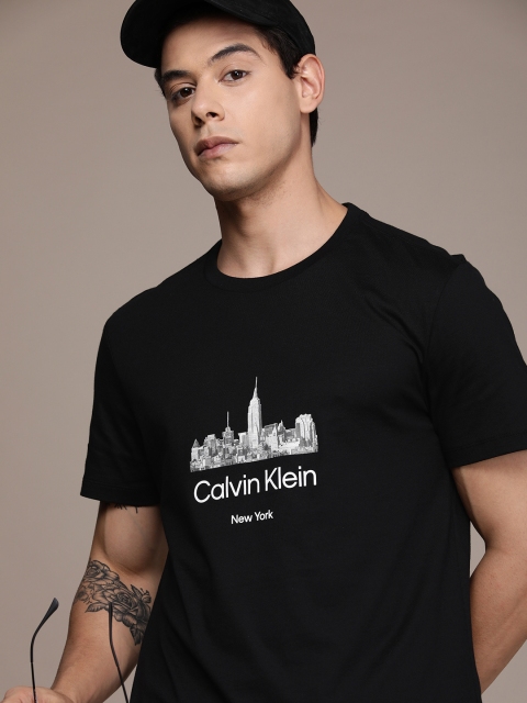 

Calvin Klein Jeans Men Black Brand Logo Printed Pure Cotton T-shirt