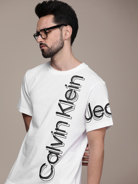 

Calvin Klein Jeans Men White Brand Logo Printed T-shirt