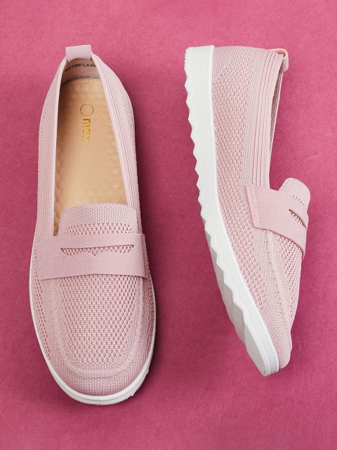 

max Women Pink Woven Design PU Slip-On Sneakers
