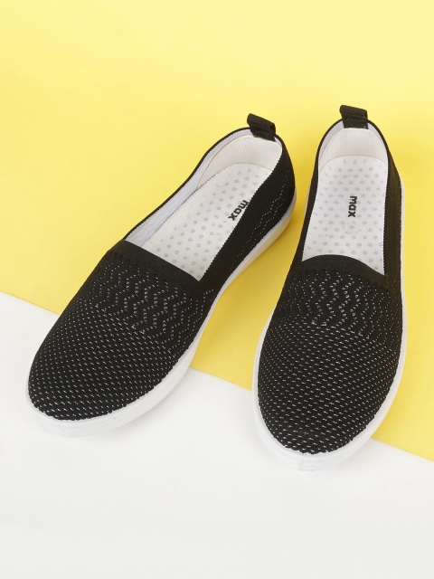 

max Women Black Slip-On Sneakers