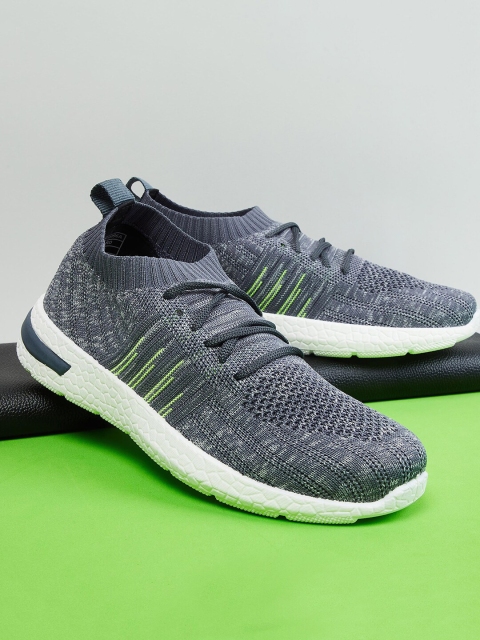 

max Women Grey Woven Design PU Slip-On Sneakers