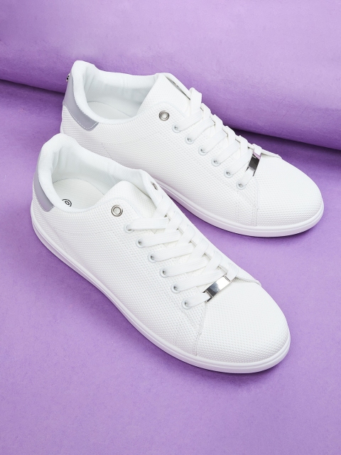 

max Women White Woven Design PU Sneakers