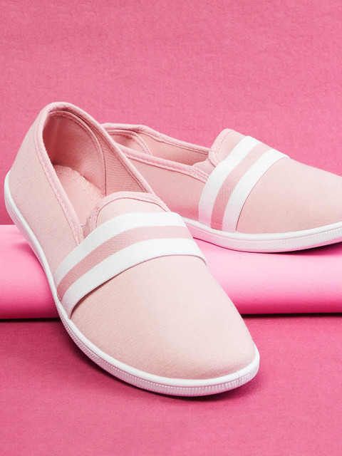 

max Women Pink Woven Design PU Slip-On Sneakers