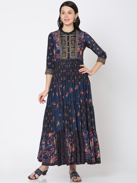 

Ojas Designs Woman Blue Floral Maxi Dress