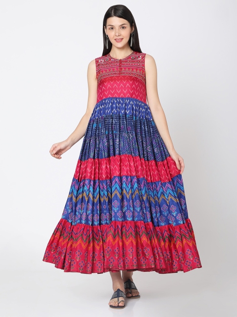 

Ojas Designs Blue Ethnic Motifs Maxi Dress