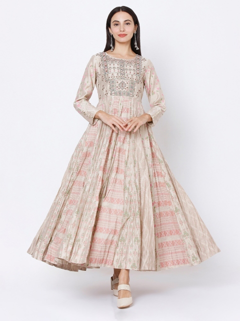 

Ojas Designs Off White Floral Maxi Dress