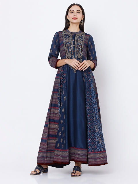 

Ojas Designs Blue Ethnic Motifs Maxi Dress
