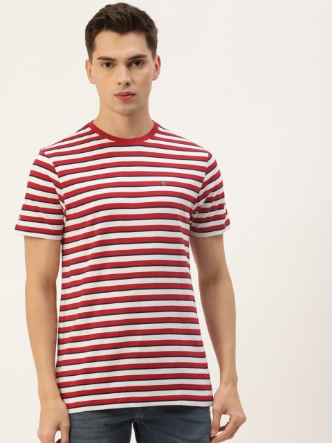 

AM SWAN Men Red & White Striped T-shirt
