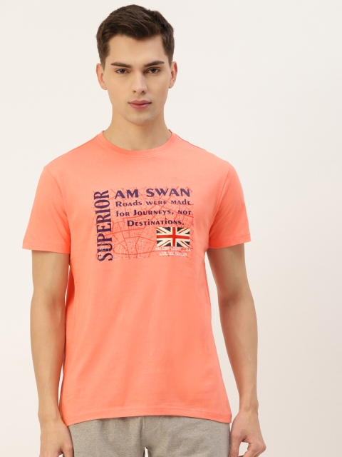 

AM SWAN Men Peach-Coloured Typography Printed T-shirt