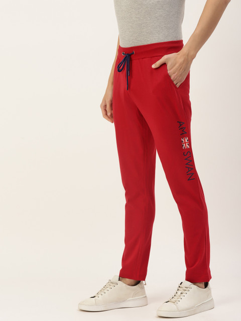 

AM SWAN Men Red & Black Printed Track Pants