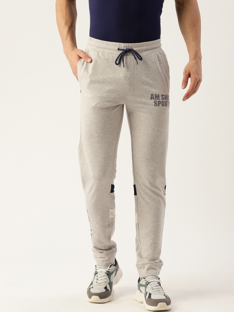 

AM SWAN Men Grey Melange Solid Joggers