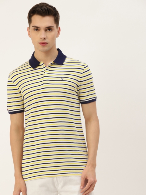 

AM SWAN Men Multicoloured Striped Polo Collar T-shirt, Multi