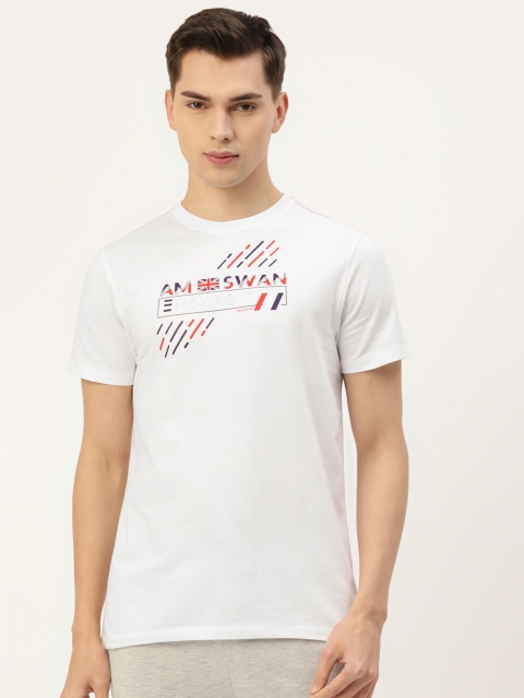 

AM SWAN Men White & Red Printed T-shirt