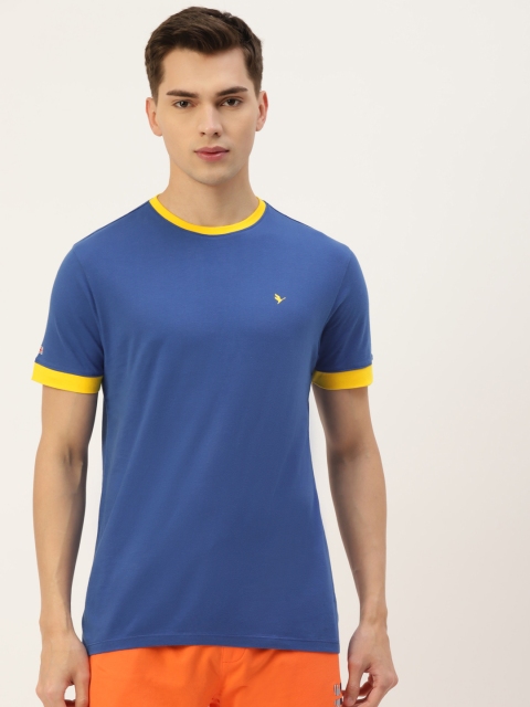 

AM SWAN Men Blue Solid T-shirt