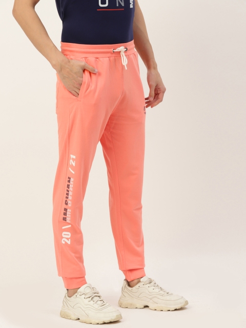 

AM SWAN Men Pink Typographical Printed Regular Jogger, Peach