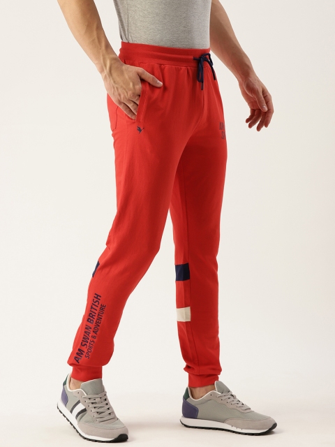 

AM SWAN Men Red Solid Joggers