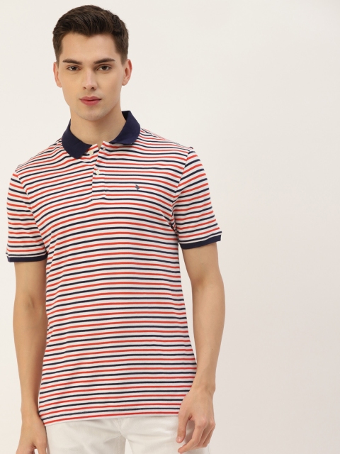 

AM SWAN Men Multicoloured Striped Polo Collar T-shirt, Multi