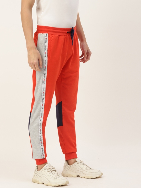 

AM SWAN Men Red Typographical Printed Regular Jogger