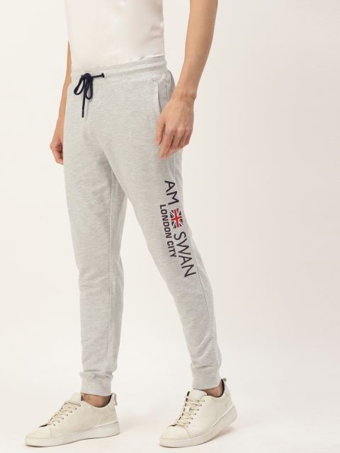 

AM SWAN Men Grey & Black Printed Joggers