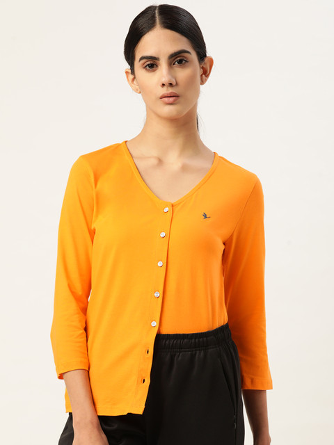 

AM SWAN Women Orange Pure Cotton Top
