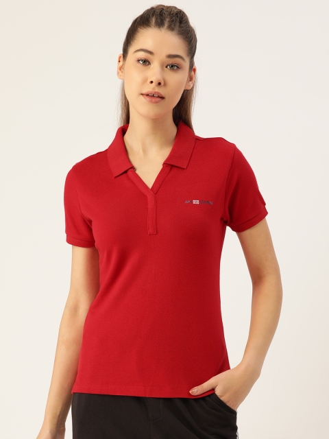

AM SWAN Women Red Cotton T-shirt