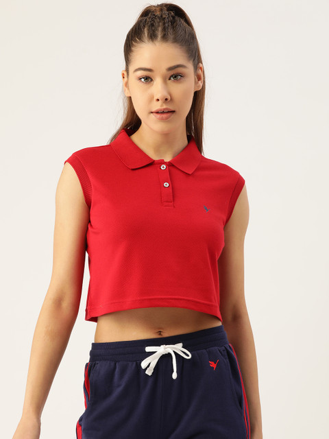 

AM SWAN Women Red Crop T-shirt