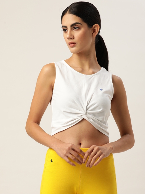 

AM SWAN White Women Twisted Crop Top