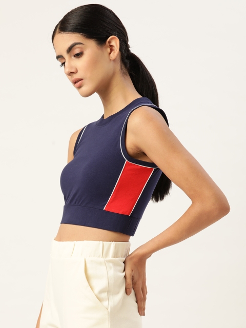 

AM SWAN Women Navy Blue Crop Top