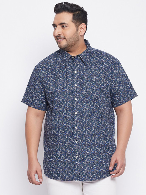 

bigbanana Plus Size Men Blue Comfort Floral Printed Casual Shirt