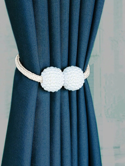 

Story@home Set of 2 White Magnetic Pearl Design Curtain Tiebacks