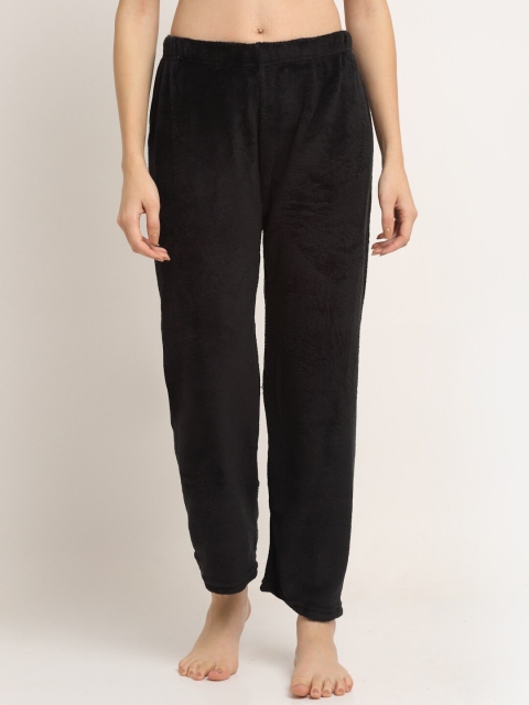 

NEUDIS Women Black Solid Warm Fleece Lounge Pants