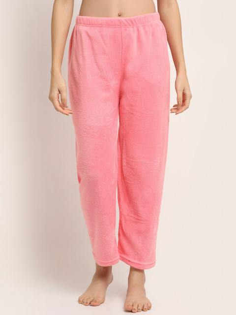 

NEUDIS Women Pink Solid Warm Fleece Lounge Pants
