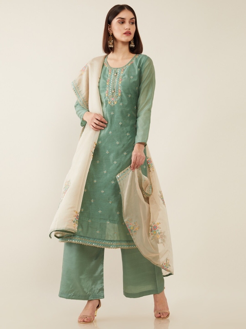 

Soch Green & Beige Unstitched Dress Material