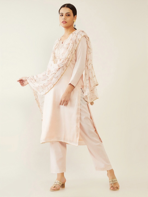 

Soch Pink Embroidered Pure Cotton Unstitched Dress Material