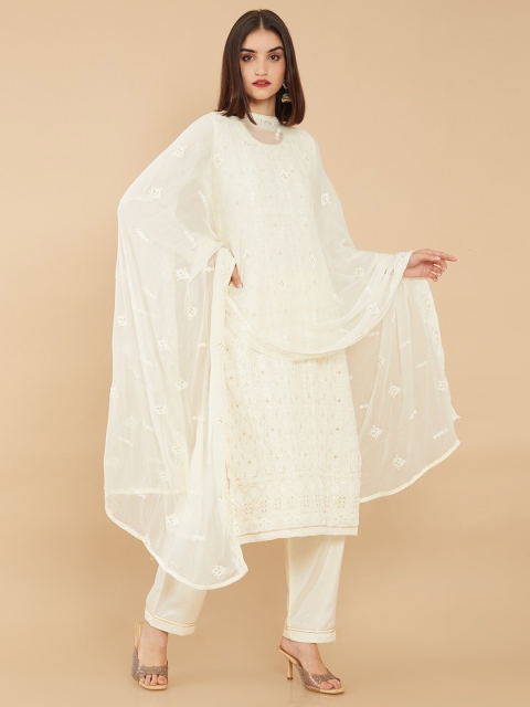 

Soch Off White & Gold-Toned Embroidered Unstitched Dress Material