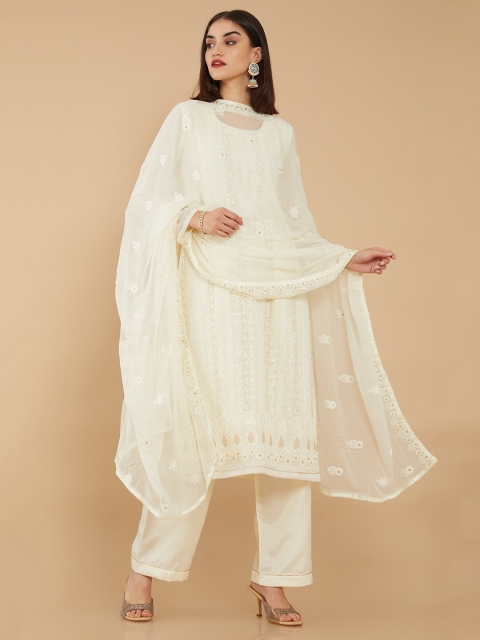 

Soch Off White & Gold-Toned Embroidered Unstitched Dress Material