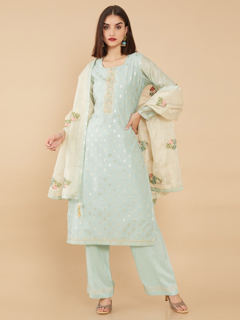 

Soch Teal Green Unstitched Dress Material