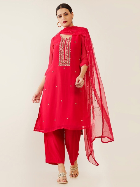 

Soch Magenta Hand Embroidered Unstitched Dress Material