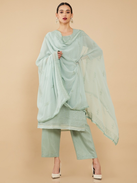 

Soch Teal Green Embroidered Unstitched Dress Material