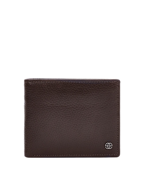 

Eske Men Brown Textured Leather Two Fold Wallet