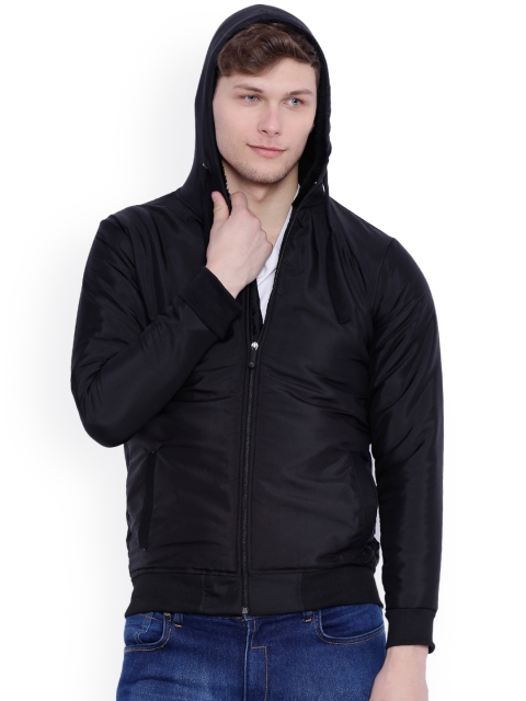 

Campus Sutra Black Hooded Bomber Jacket