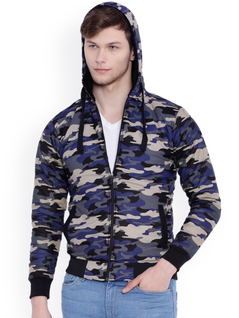 

Campus Sutra Multicoloured Camouflage Print Hooded Bomber Jacket, Multi