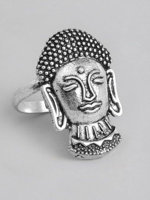 

I Jewels Women Antique Oxidised Silver-Plated Finger Ring