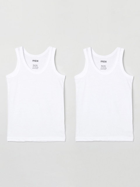 

max Boys Pack of 2 White Solid Cotton Innerwear Vests