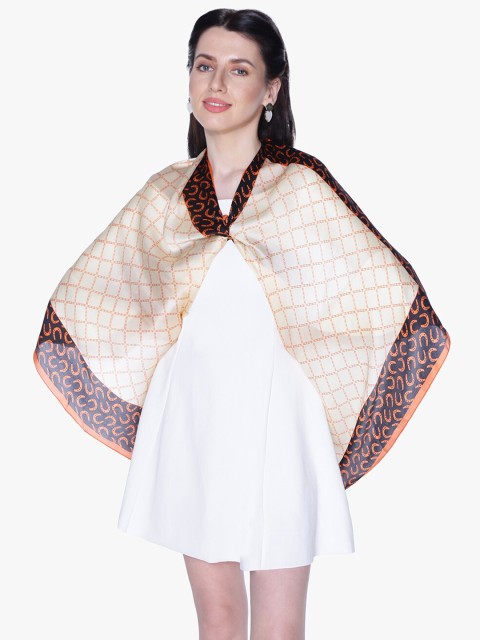 

Scarves & Glitters Women Cream-Coloured & Orange Printed Scarf