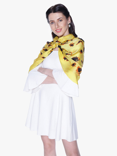 

Scarves & Glitters Women Yellow & Brown Printed Scarf