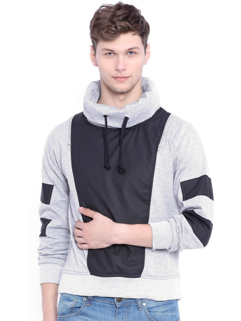 

Campus Sutra Grey Colourblocked Sweatshirt