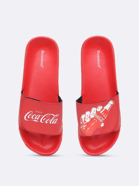 

Bewakoof Women Red & White Printed Adjustable Strap Sliders